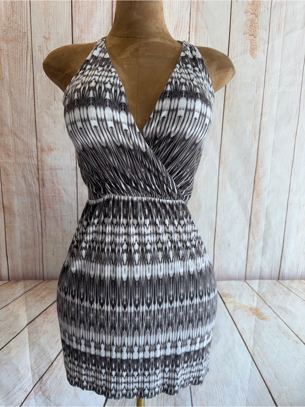 Cynthia Rowley Black & White ikat tribal pattern- Tank Sleeveless Mini Dress s - Picture 2 of 11